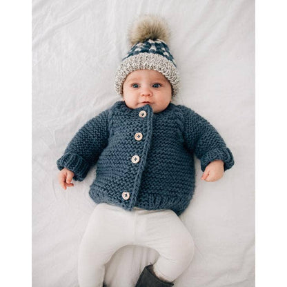 Slate Garter Stitch Baby Cardigan Sweater