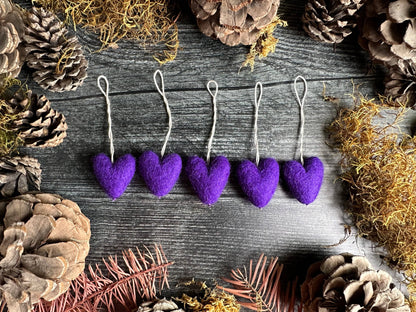 Felted Wool Mini Heart Ornament: Paintbrush Red