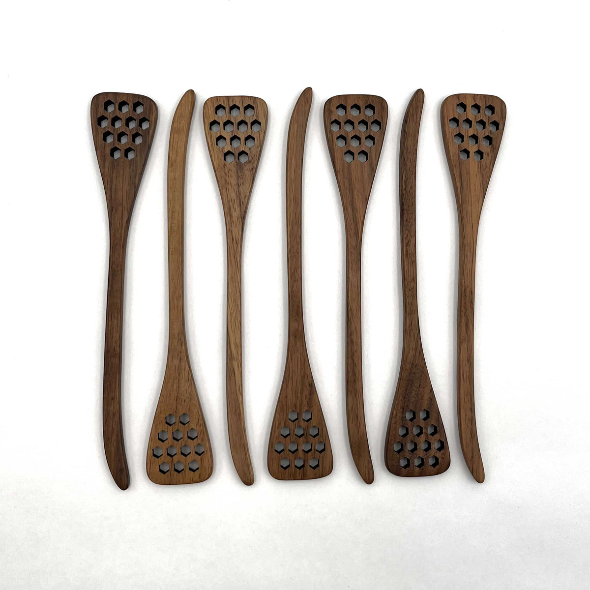 7" Walnut Wood Hex Honey Dipper
