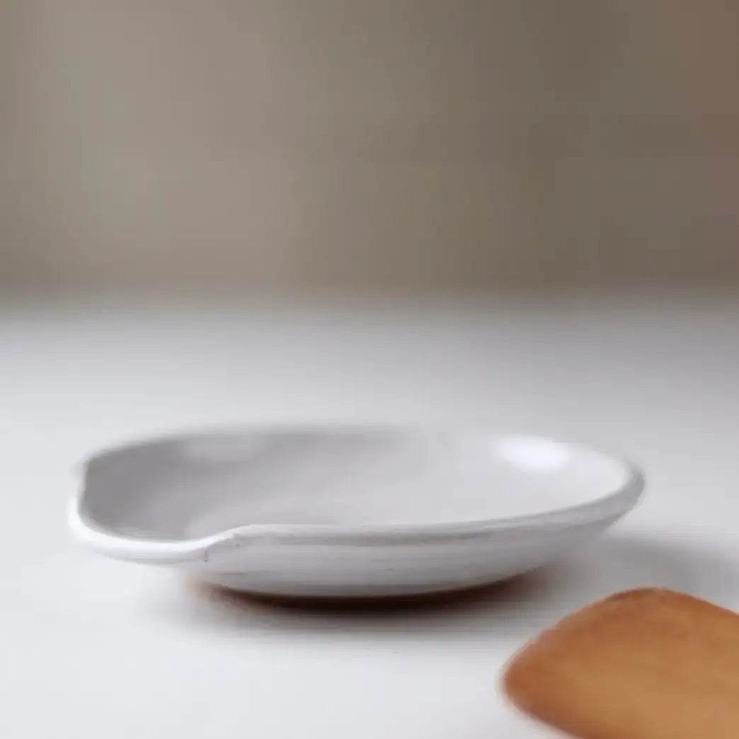 Handmade Pottery Spoon Rest -Cream