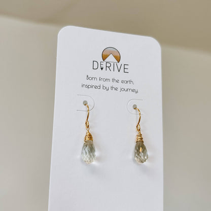 Mini Green Amethyst Drop Earrings: SS