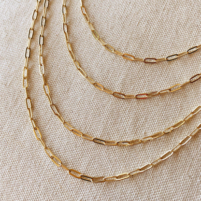 18k Gold Filled Paperclip Chain 18"