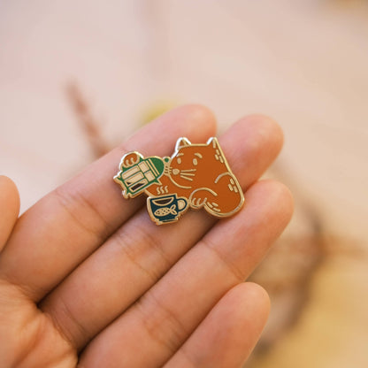 Coffee Cat Enamel Pin