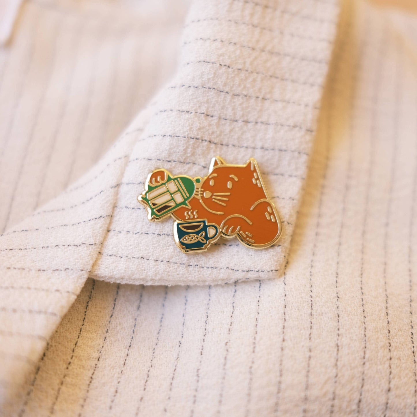 Coffee Cat Enamel Pin