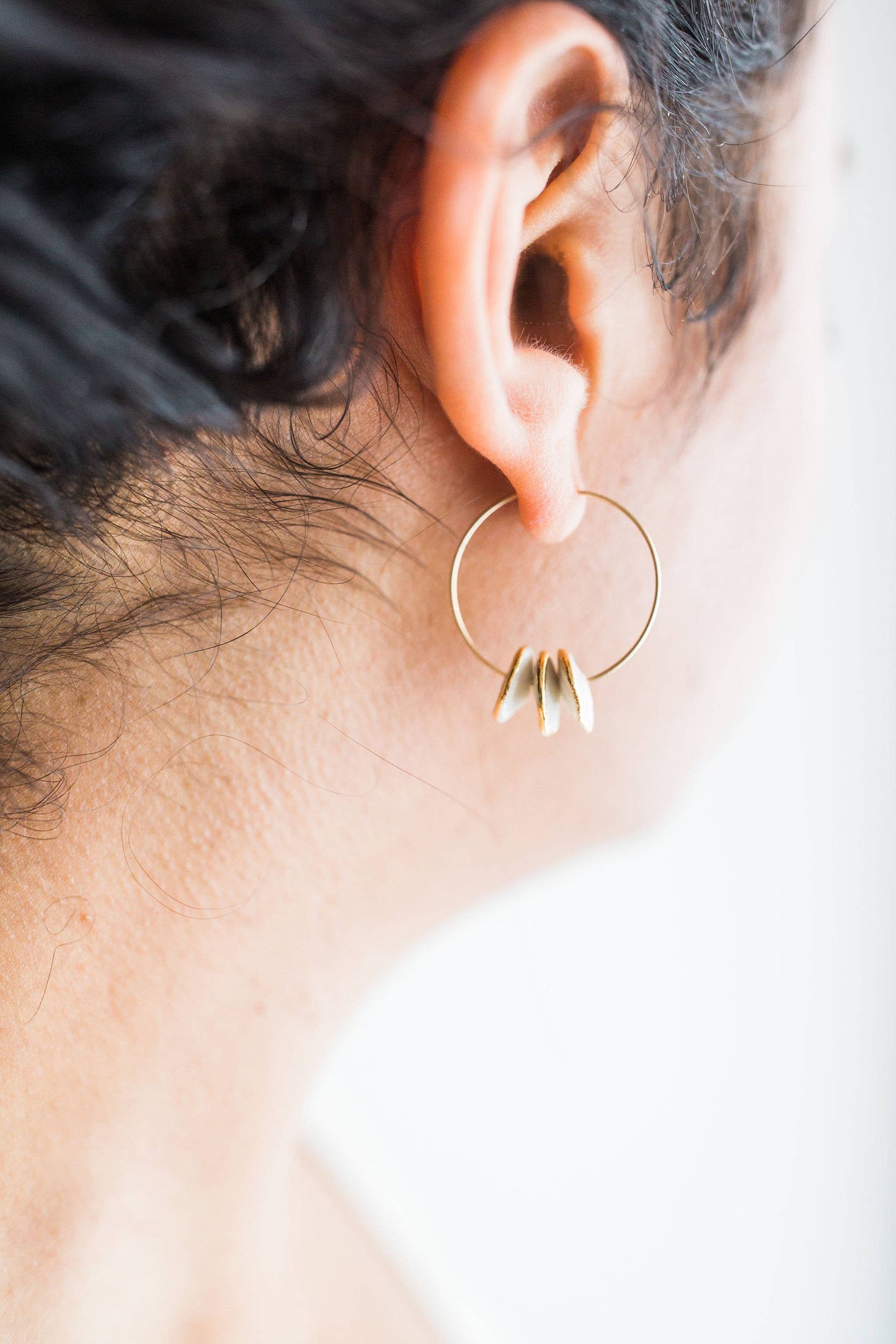 Porcelain Pinched Bead Hoops - Small