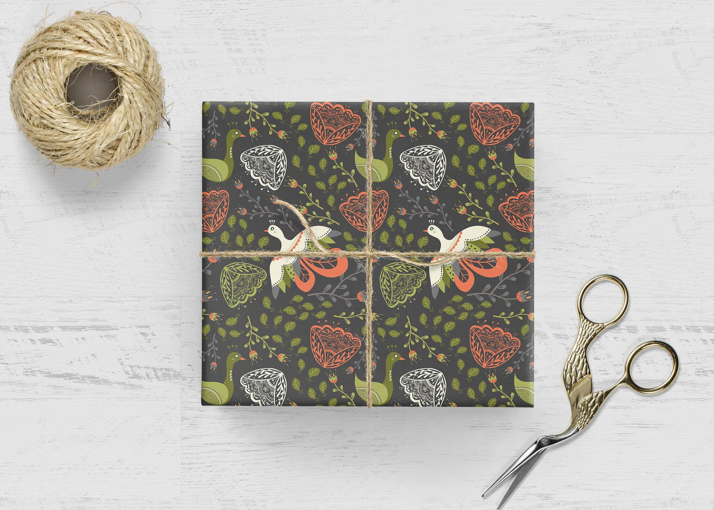 Blooming Birds Wrapping Paper