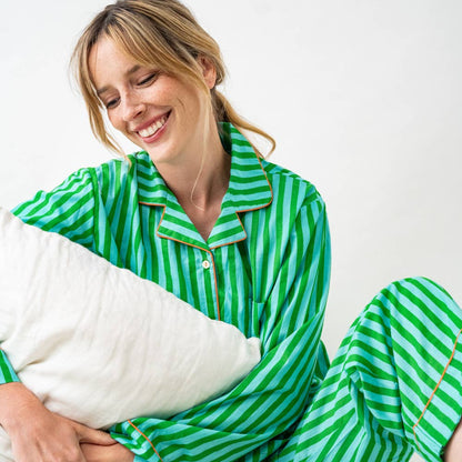 Bonnie Pajama Set: Green & Blue