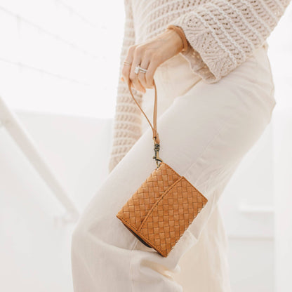 Woven Leather Wallet: Chestnut