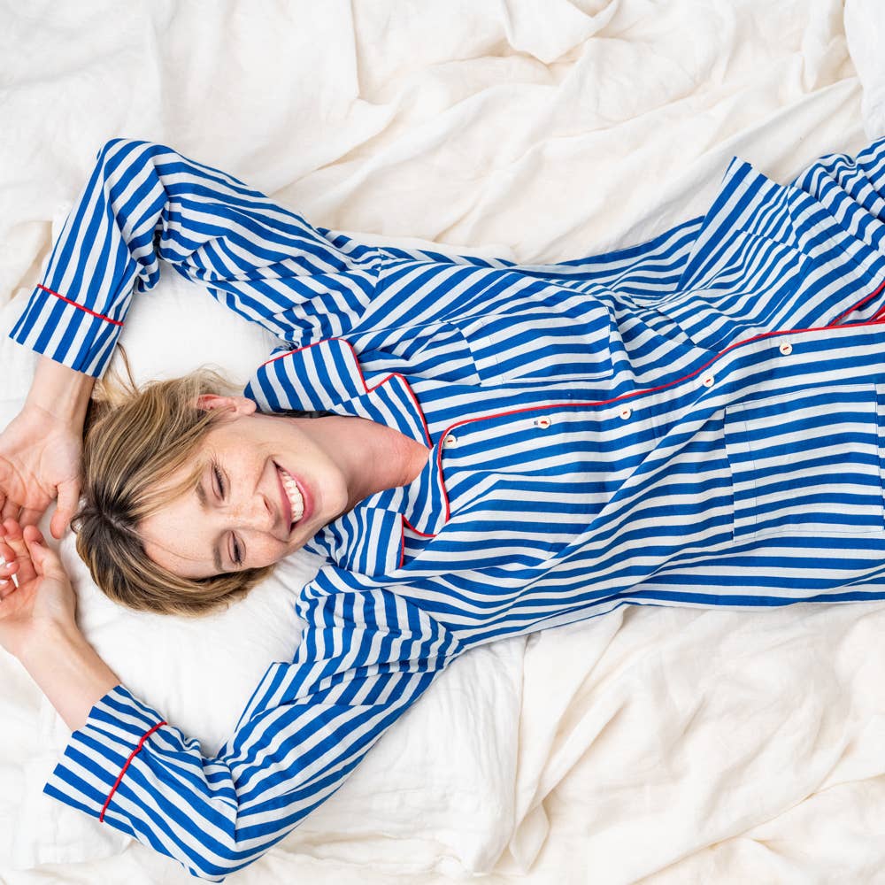 Bonnie Pajama Set: Blue & White