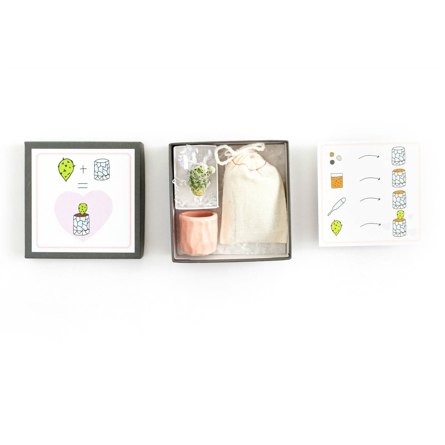 Mini Cactus Kit Pink Ceramic Vase