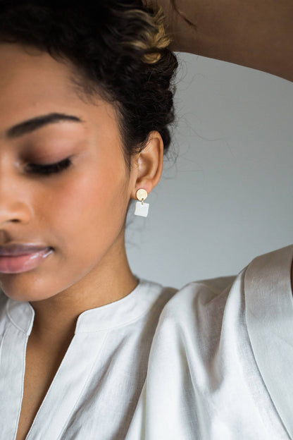 Mini Link Earrings: Glossy White