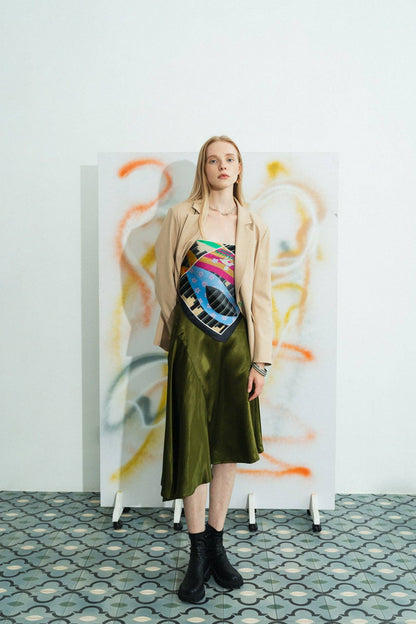 "Seasons in the Park" Silk Scarf - Black: Black
