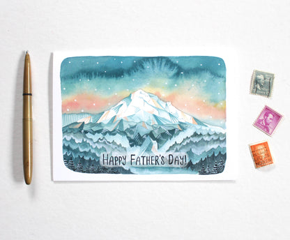 water color mountain fathers day card
