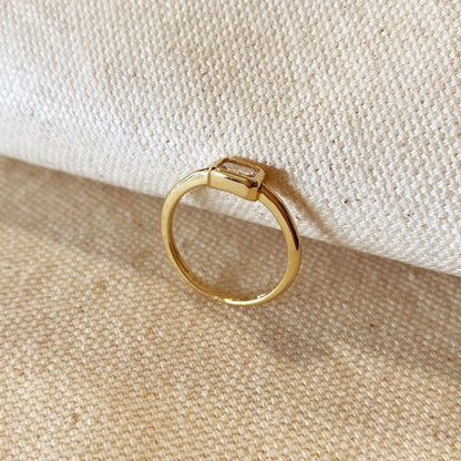 18k Gold Filled Rectangle Solitaire Ring: 9