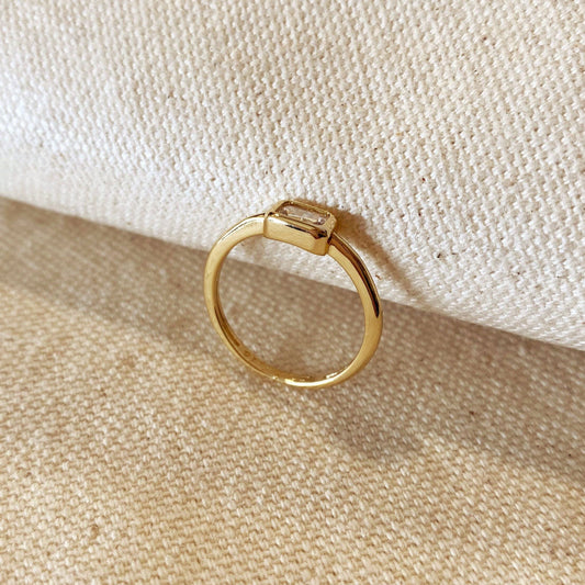 18k Gold Filled Rectangle Solitaire Ring: 9