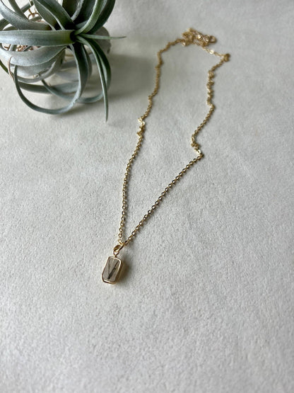 Gold Dainty Rutilated Quartz Necklace: 18 inch