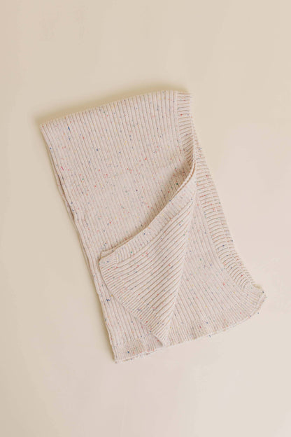 Sprinkle Organic Cotton Knit Ribbed Blanket - Oat