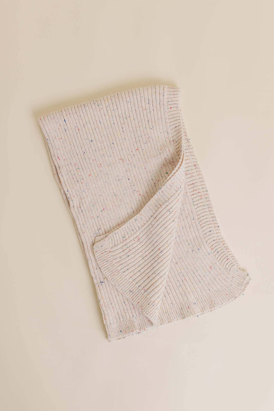 Sprinkle Organic Cotton Knit Ribbed Blanket - Oat
