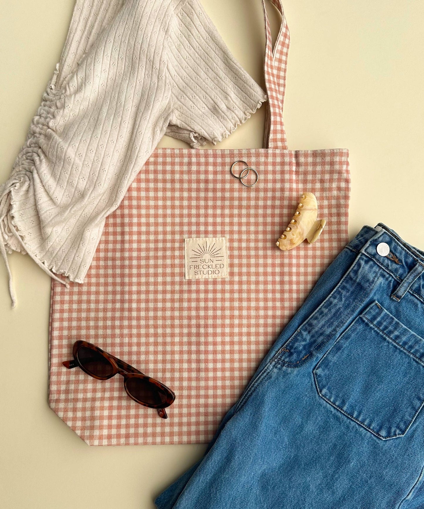 Chai Gingham Tote Bag