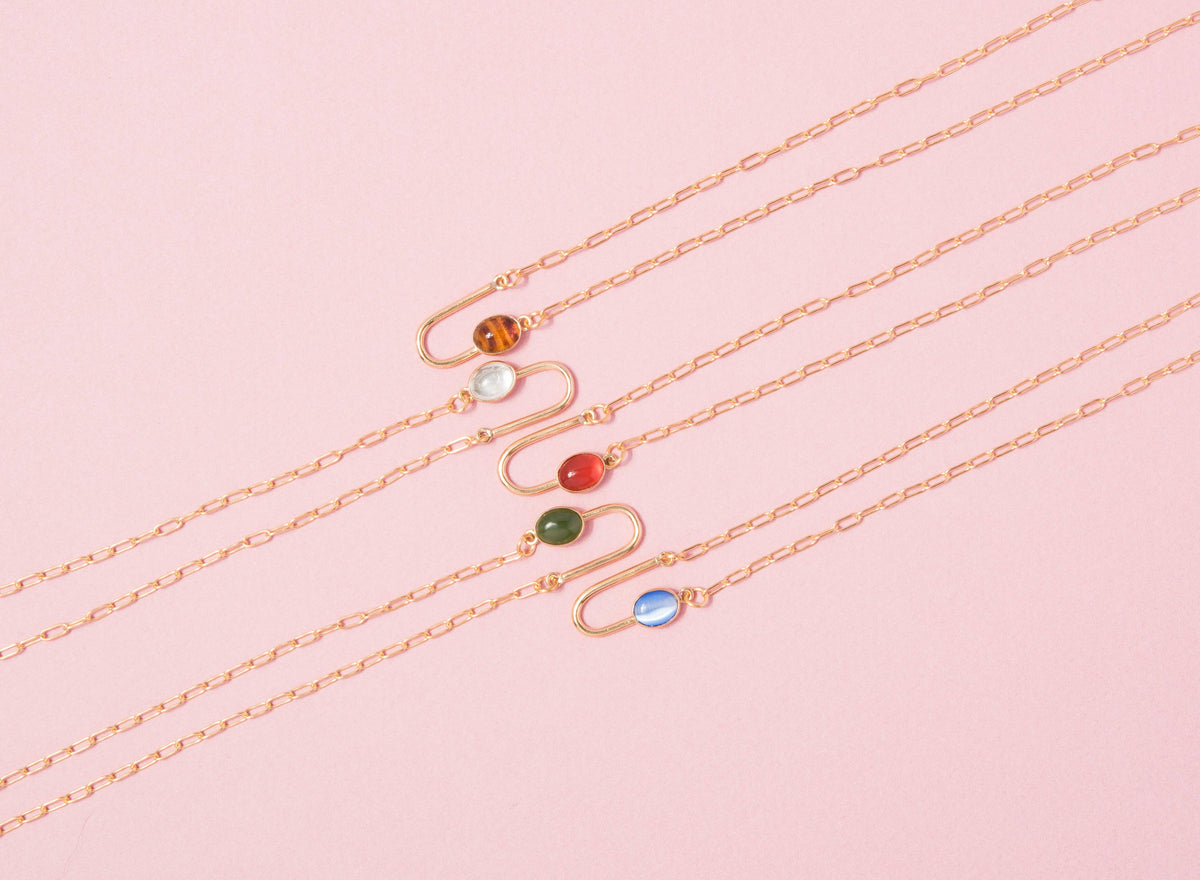 Jade Asymmetrical Arch Necklace: 20"