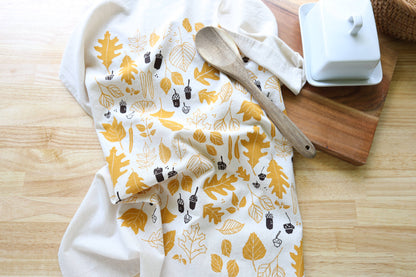 Autumn Leaves & Acorns Tea Towel