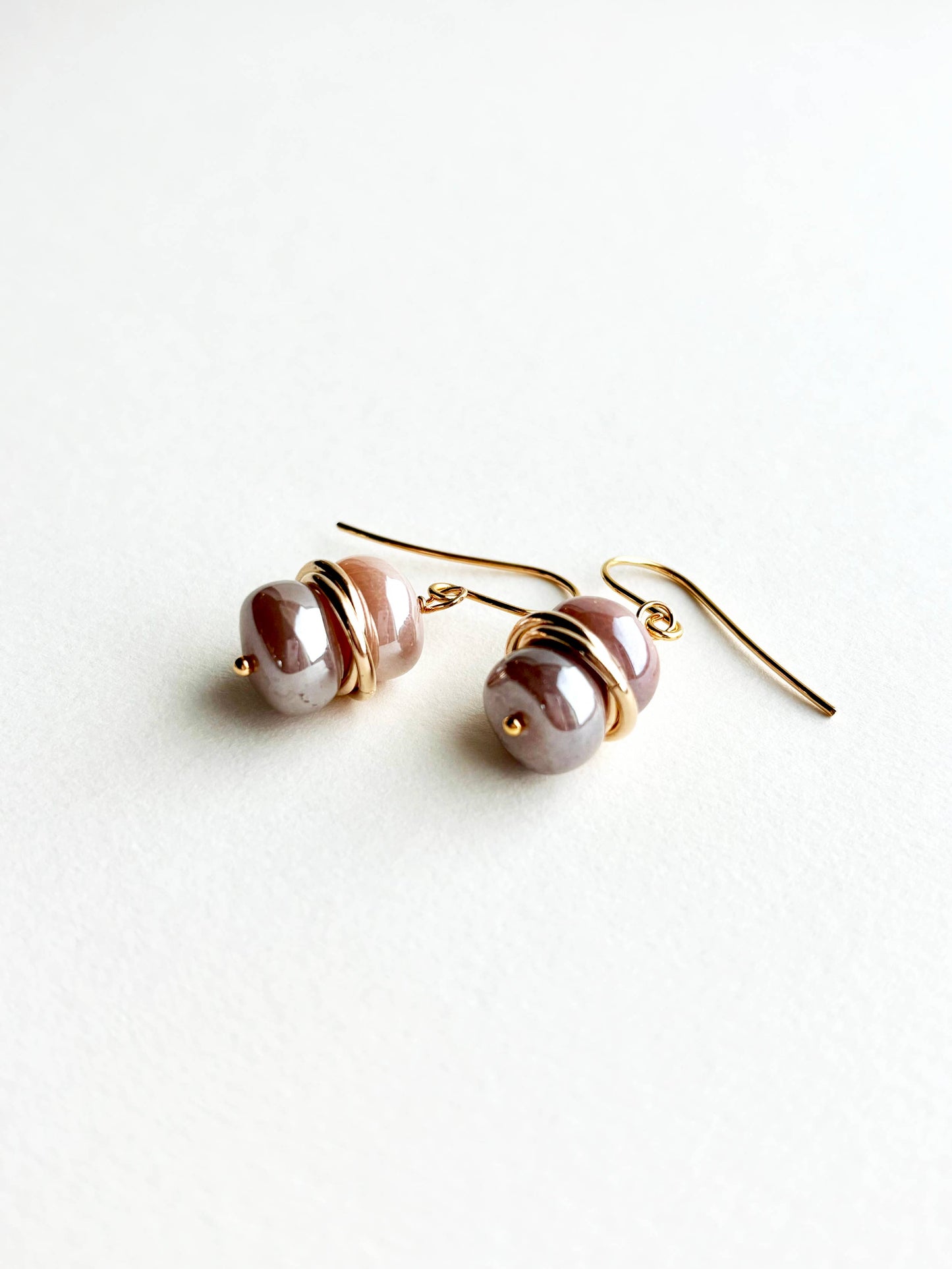 Peach Moonstone Earrings - GF