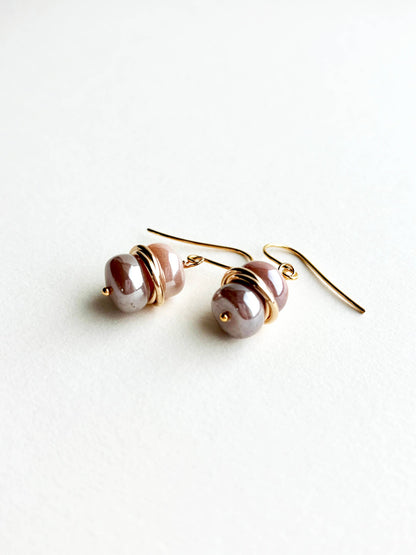 Peach Moonstone Earrings - GF