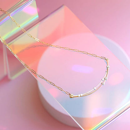 Crescent Curved Bars Gold & Silver Handmade Necklace STARS: Sterling Silver / 18"