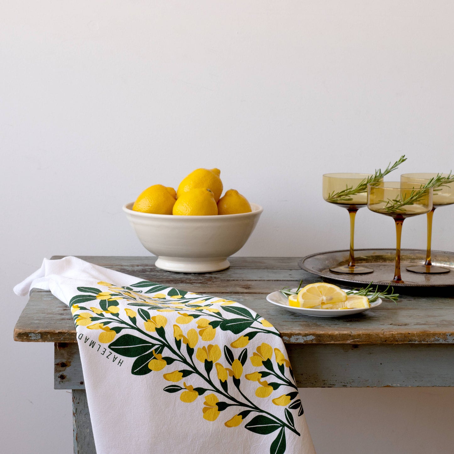 Yellow Flowers Tea Towel