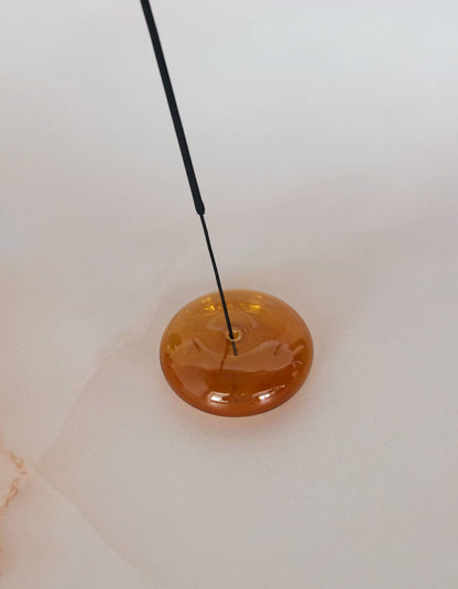 Glass Bubble Incense Holder : Amber Translucent