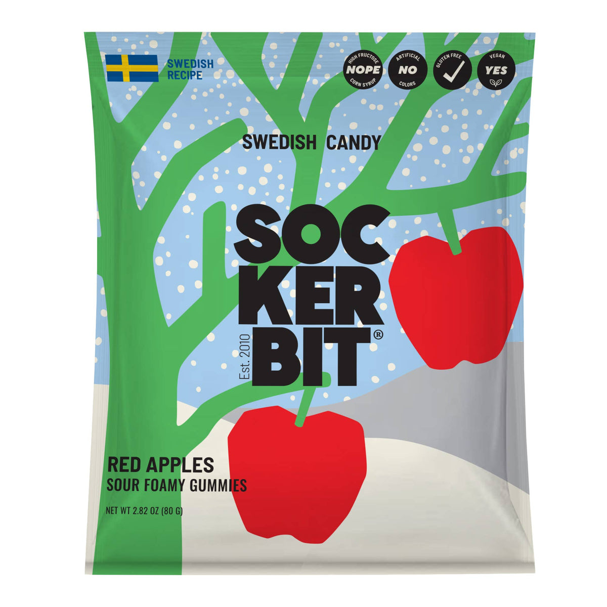 Sockerbit - FIZZY FROSTED APPLES Swedish Candy 2.8oz Holiday Collection