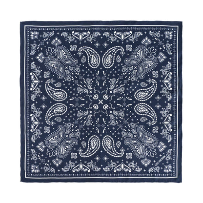 “Paisley" Silk Bandana Scarf - Midnight Blue: Midnight Blue