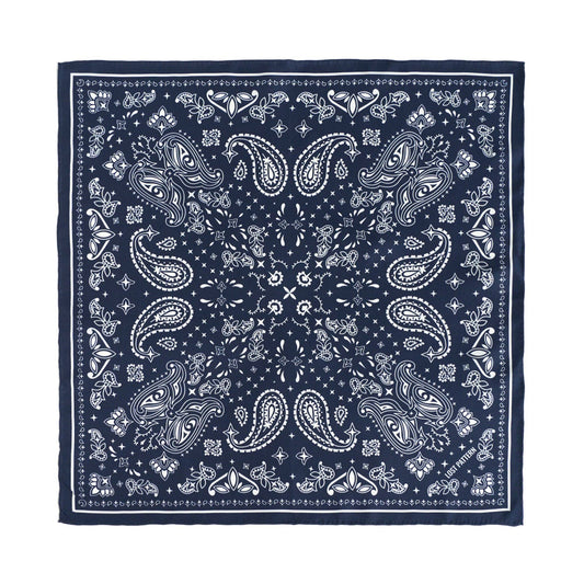 “Paisley" Silk Bandana Scarf - Midnight Blue: Midnight Blue