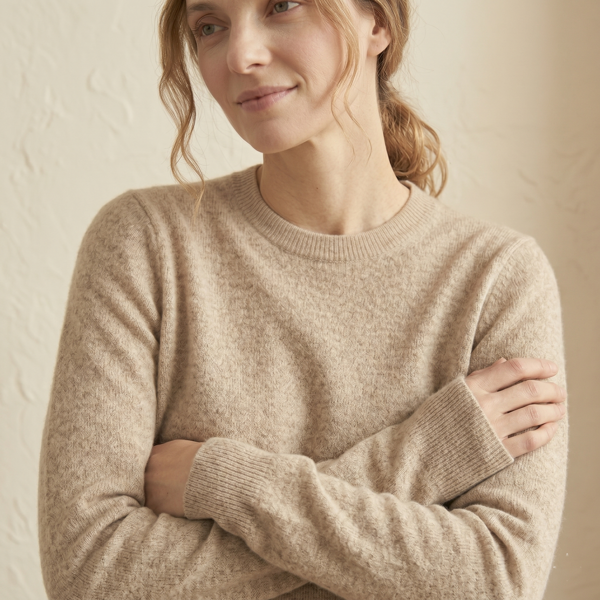 Cashmere Crewneck Sweater Oatmeal Melange