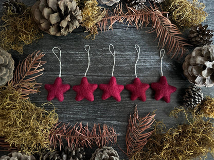 Felted Wool Star Ornament: Snowberry White