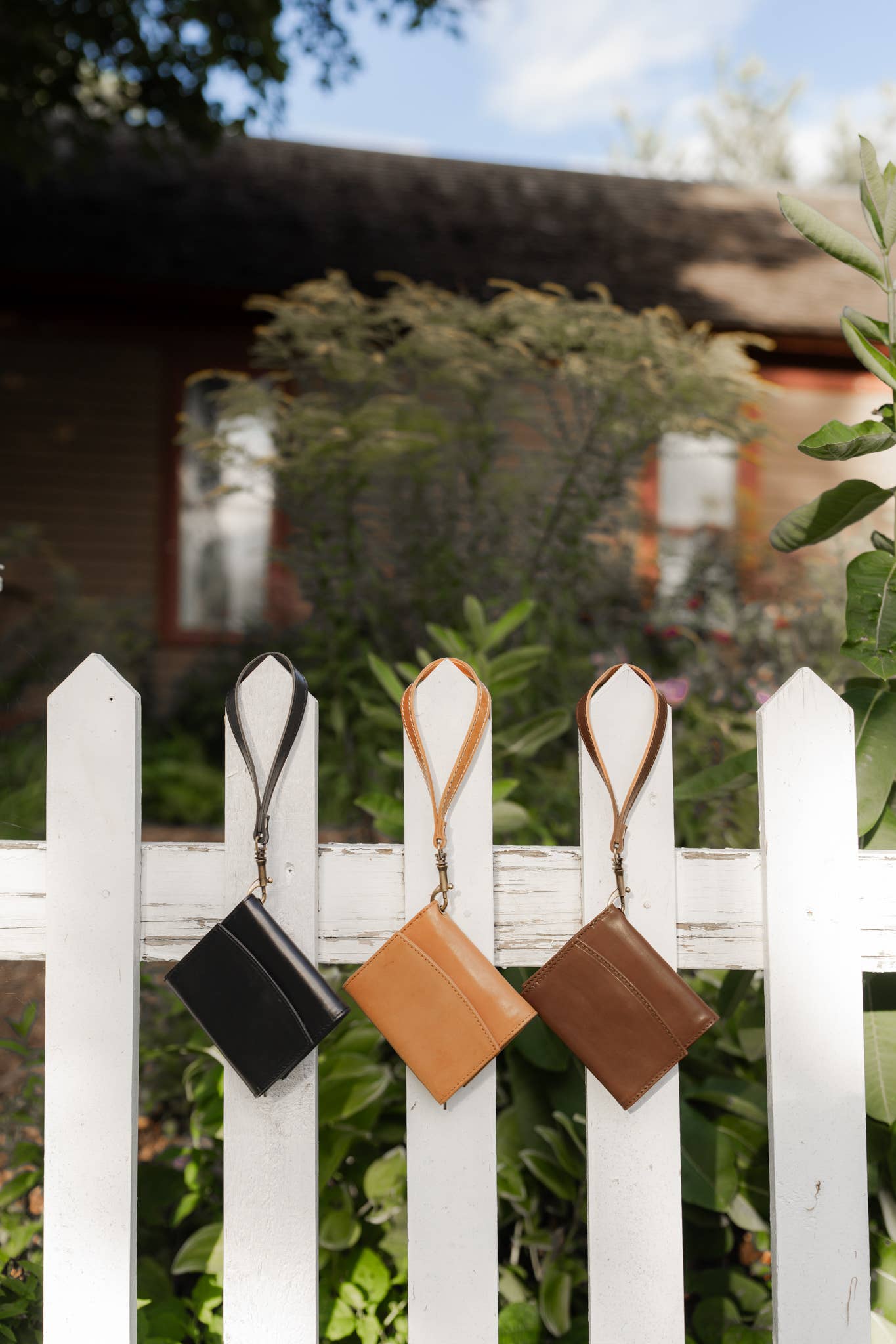 Leather Wallet Wristlet: Camel