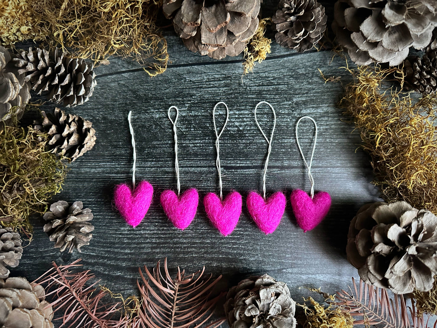 Felted Wool Mini Heart Ornament: Paintbrush Red