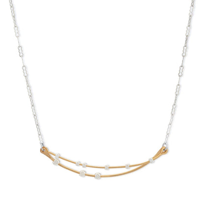Crescent Curved Bars Gold & Silver Handmade Necklace STARS: Sterling Silver / 18"