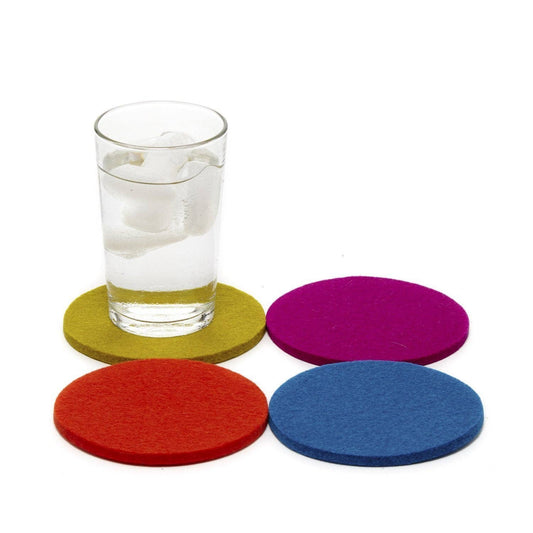 Colorful Graf Lantz wool coasters