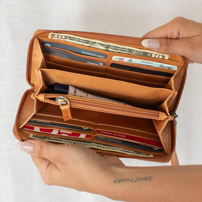Leather Zipper Wallet: Black