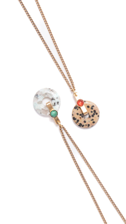 Dalmatian Jasper Donut Pendant Necklace: 24"