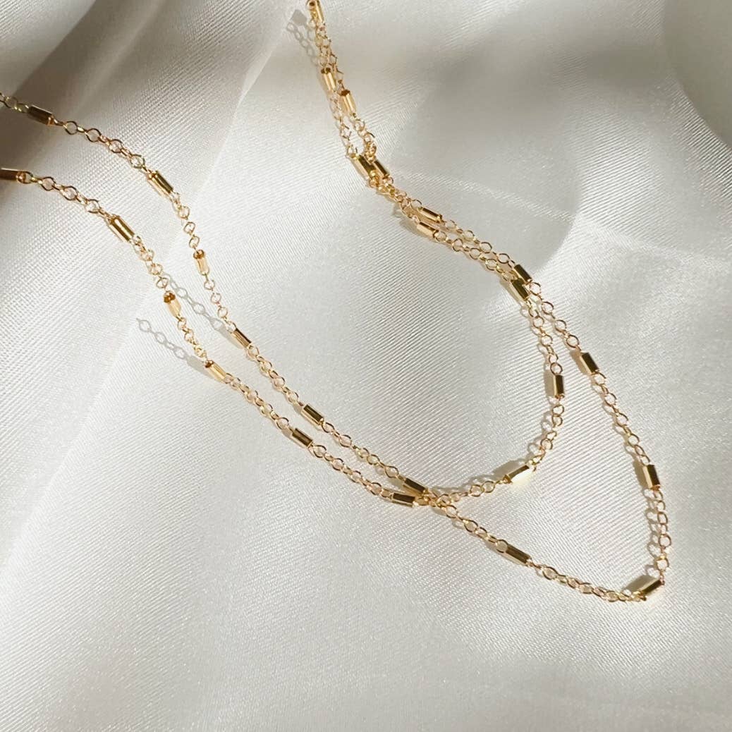 Jake Bar Cable Necklace Gold Filled: 16”