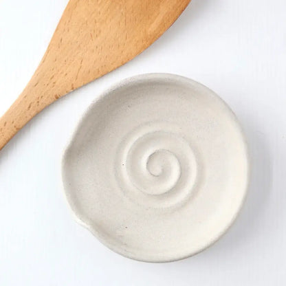 Handmade Pottery Spoon Rest -Cream