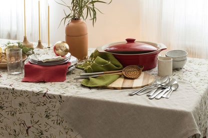 Christmas Green Linen Kitchen Towel