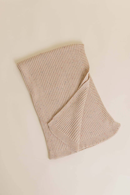 Sprinkle Organic Cotton Knit Ribbed Blanket - Hazelnut