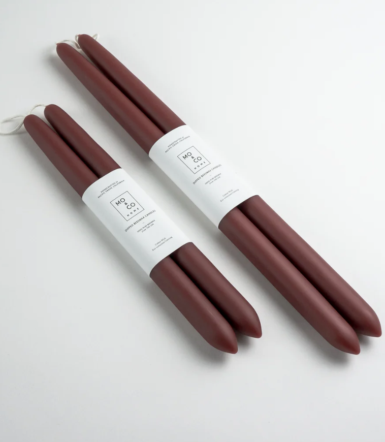 Clay Beeswax Dipped Taper Candles