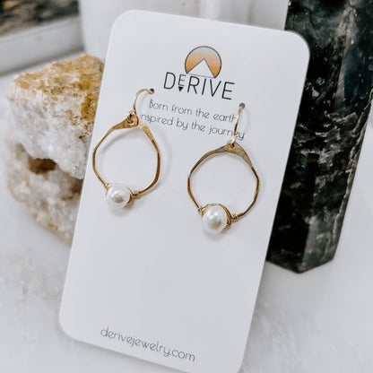 Mini Organic Hoop Pearl Earrings: 14K Gold Fill