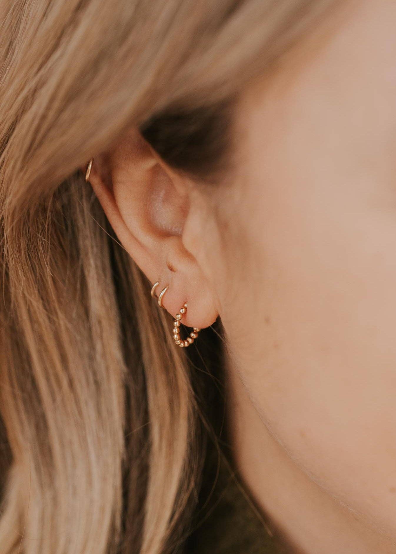 Beaded Huggie Hoops | 14kt Gold Fill