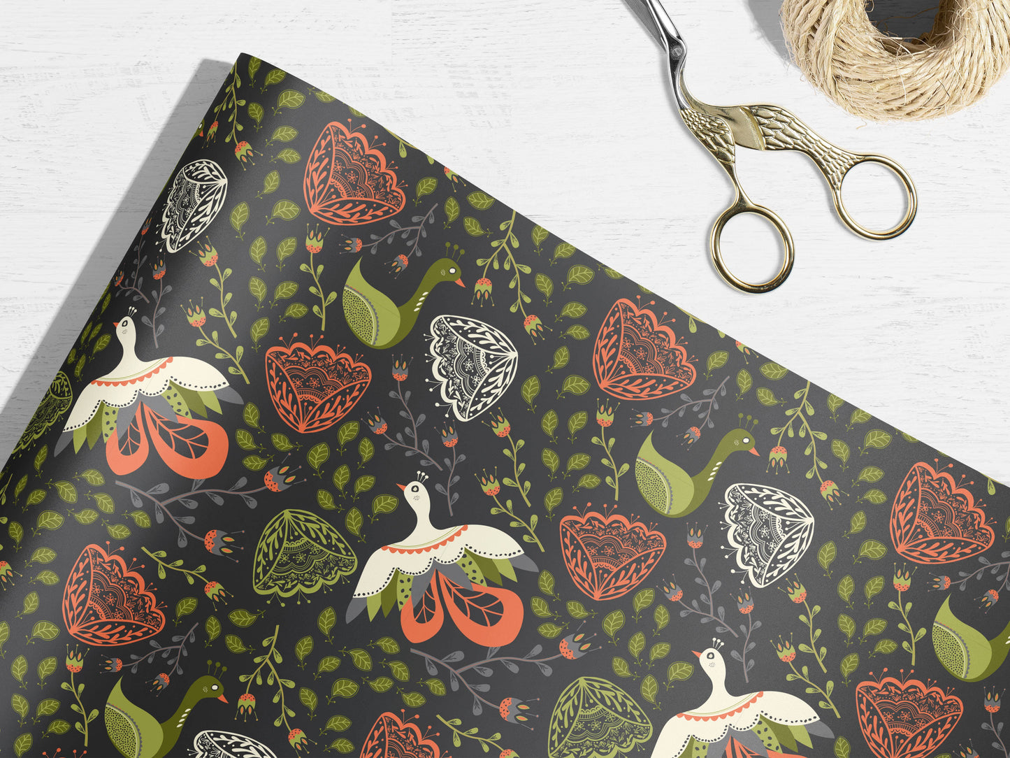 Blooming Birds Wrapping Paper