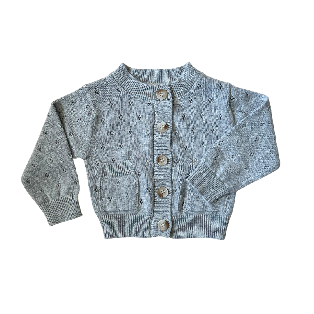 Luna + Luca Pointelle Cardigan - Heather Gray